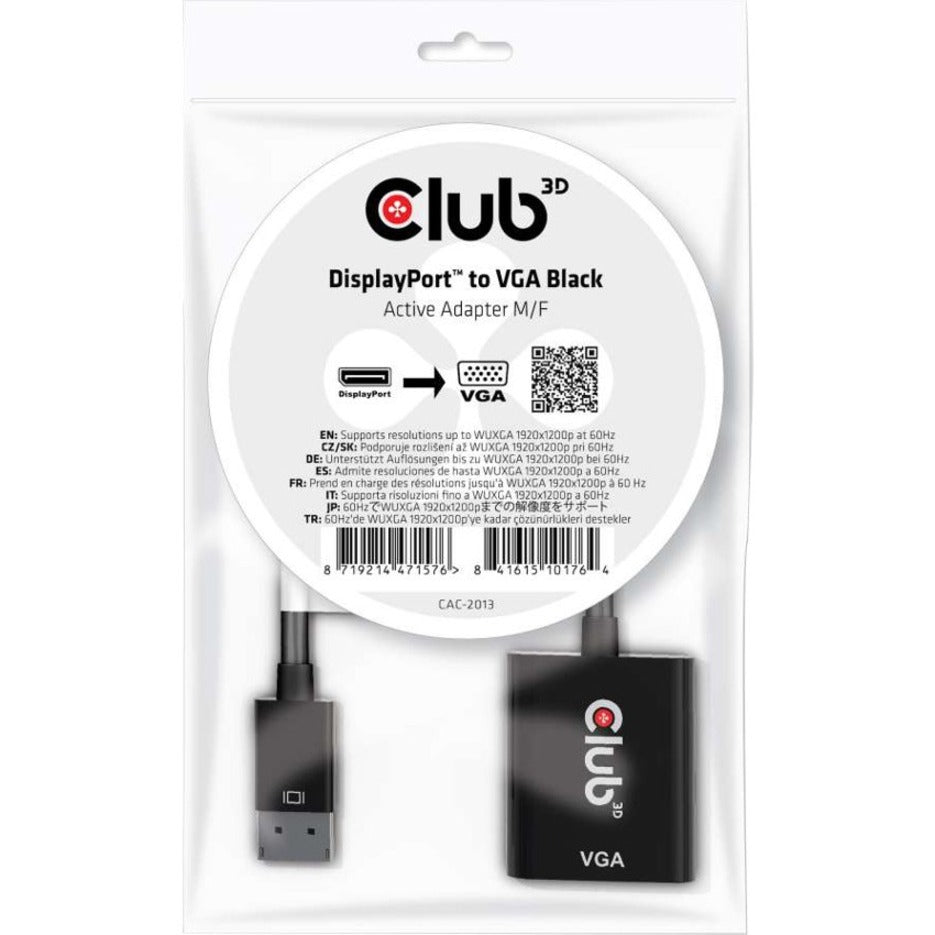 Club 3D DisplayPort to VGA Black Active Adapter M/F