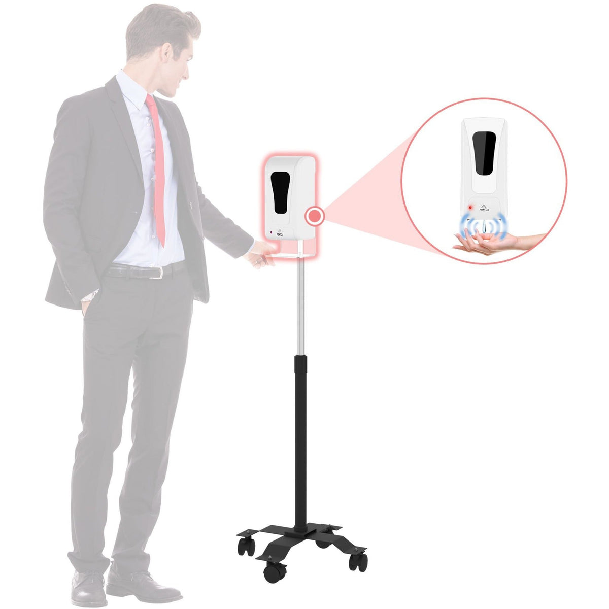 CTA Digital Compact Mobile Automatic Soap Dispenser Stand