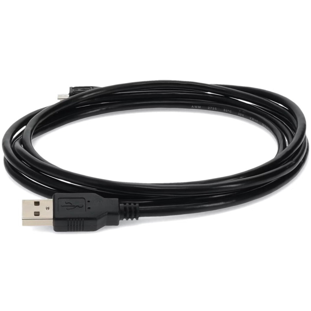 AddOn 1ft USB 2.0 (A) Male to Micro-USB 2.0 (B) Male Black Cable