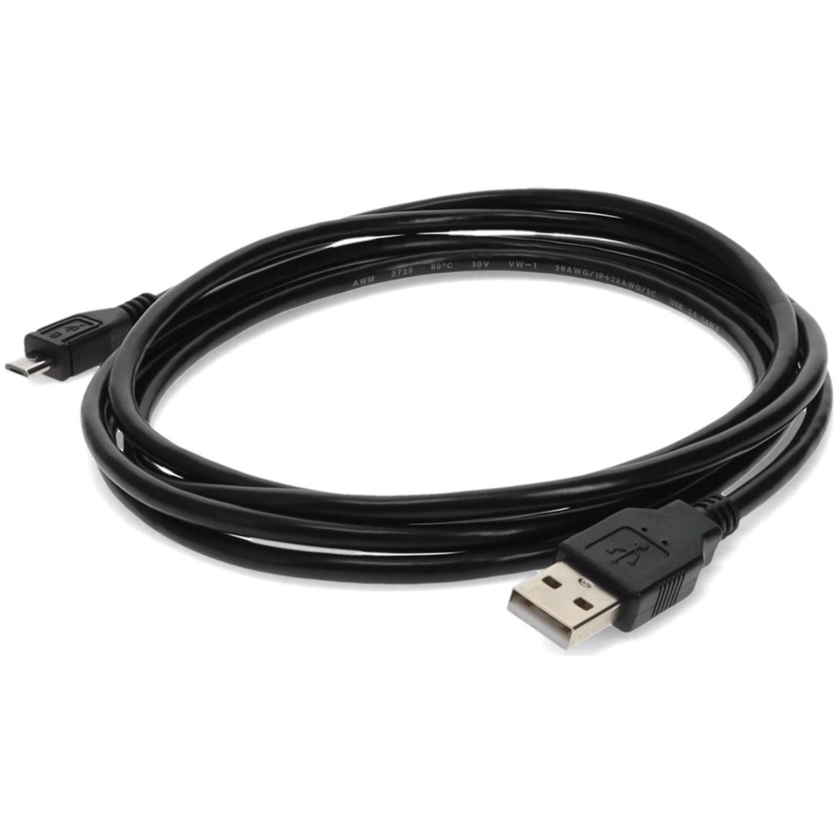 AddOn 1ft USB 2.0 (A) Male to Micro-USB 2.0 (B) Male Black Cable