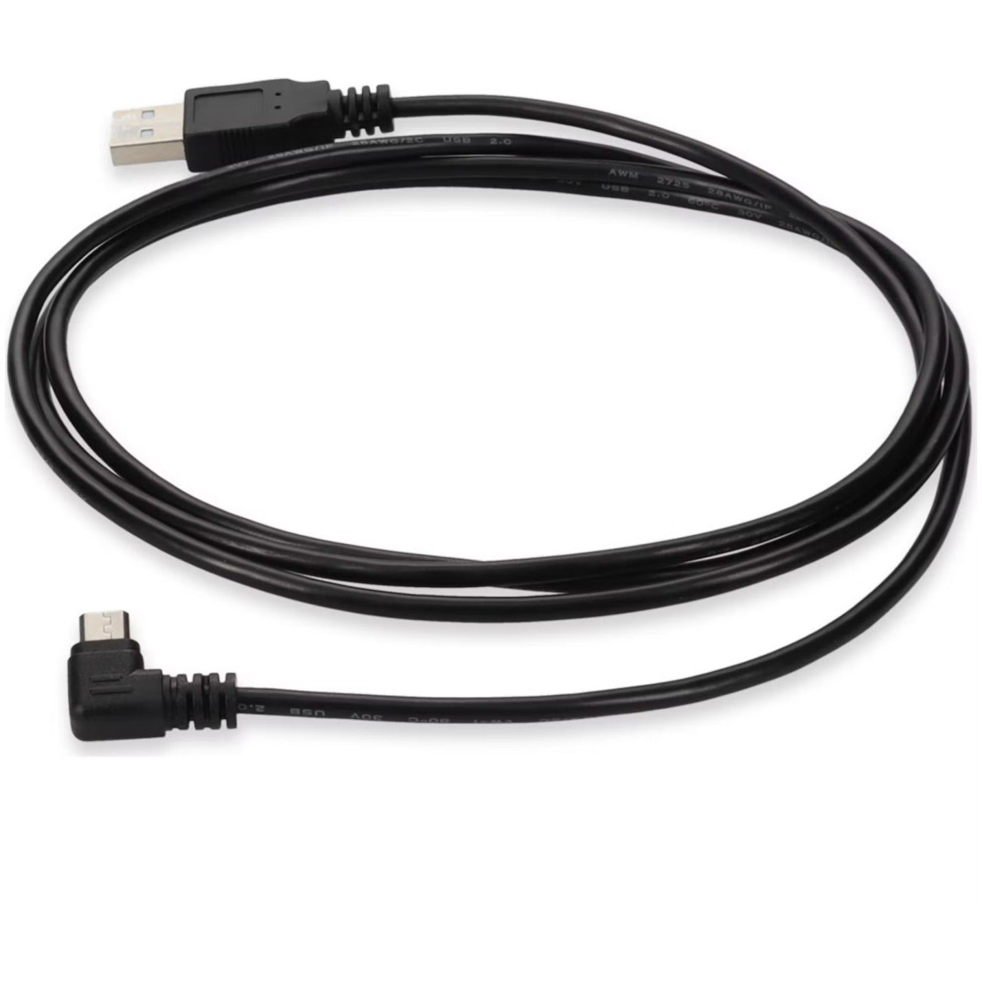 AddOn 2m USB 2.0 (A) Male to Micro-USB 2.0 (B) Right-Angle Male Black Cable