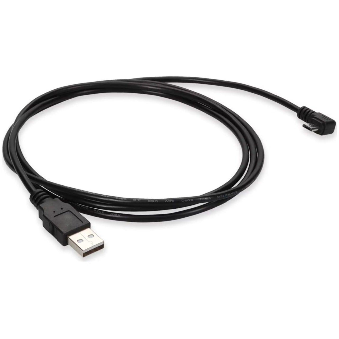 AddOn 2m USB 2.0 (A) Male to Micro-USB 2.0 (B) Right-Angle Male Black Cable