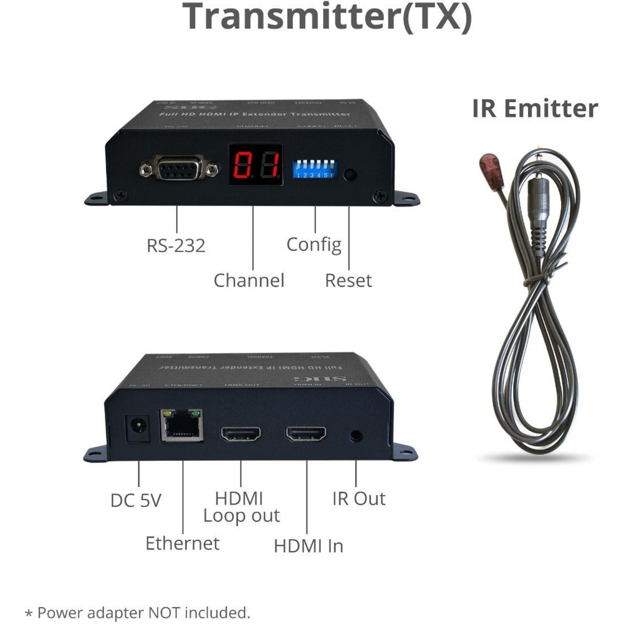 Full HD HDMI Extender over IP with PoE/RS-232 & IR - Encoder (TX)