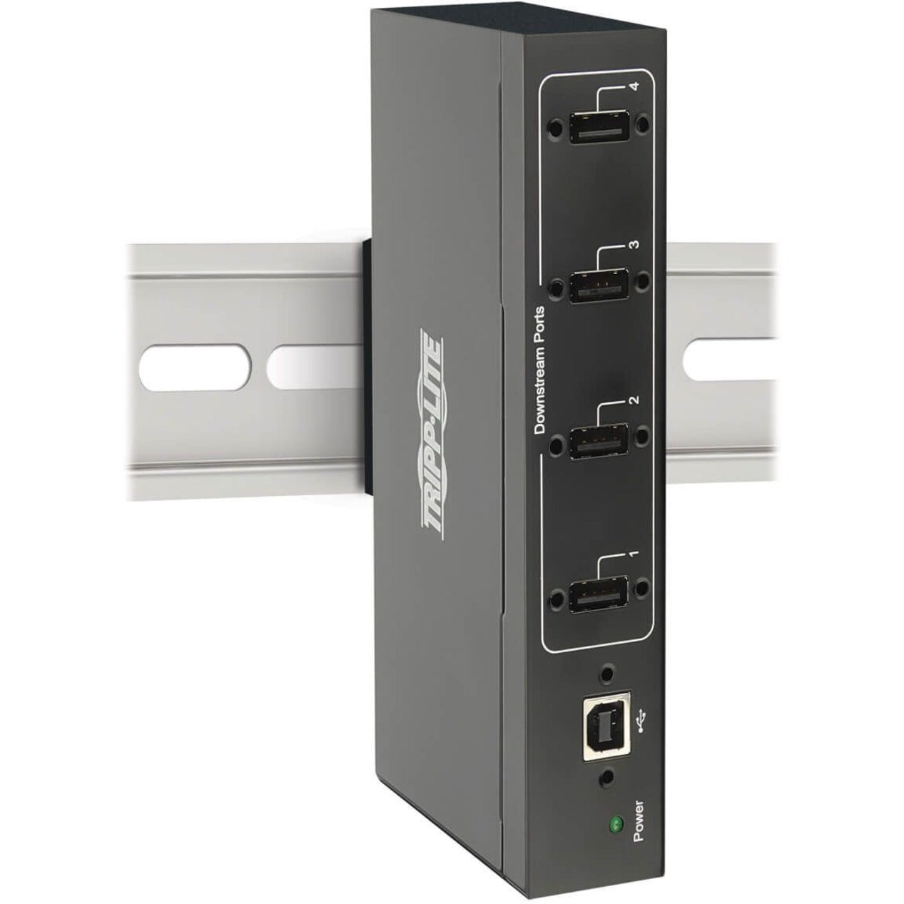 Tripp Lite 4-Port Industrial-Grade USB 2.0 Hub 15 kV ESD Immunity Metal Housing Wall/DIN Mountable