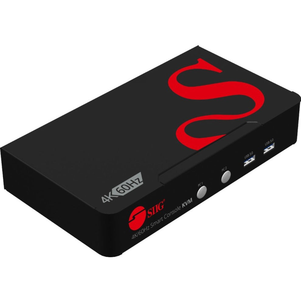 SIIG 2 Port 4K 60Hz DisplayPort 1.2 KVM Switch with USB 3.0 and Multi-Media ports