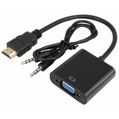 4XEM HDMI to VGA Adapter With 3.5mm Audio Cable- Black