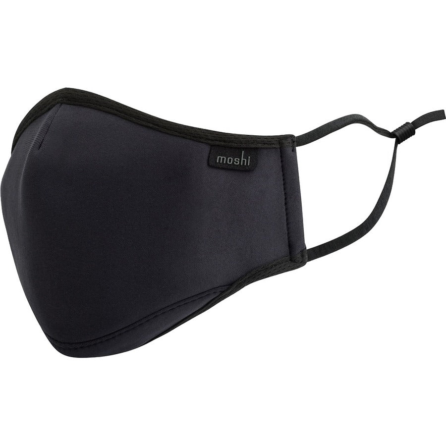 Moshi OmniGuard&trade; Mask with 3 Replaceable Nanohedron Filters - Ocean Black (S) PM 0.075 Filtration Anti-bacterial Treatment Washable and Reusable Includes Carry Pouch