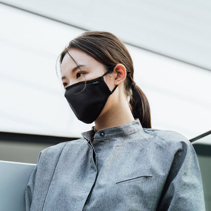 Moshi OmniGuard&trade; Mask with 3 Replaceable Nanohedron Filters - Ocean Black (S) PM 0.075 Filtration Anti-bacterial Treatment Washable and Reusable Includes Carry Pouch
