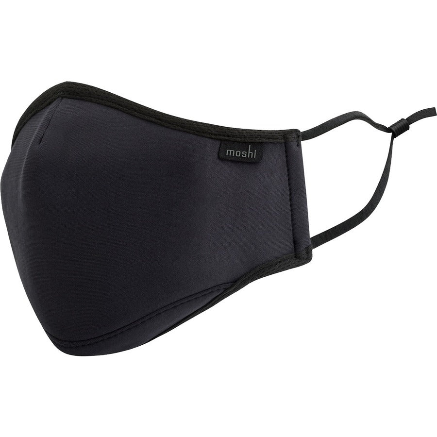 Moshi OmniGuard&trade; Mask with 3 Replaceable Nanohedron Filters - Ocean Black (M) PM 0.075 Filtration Anti-bacterial Treatment Washable and Reusable Includes Carry Pouch