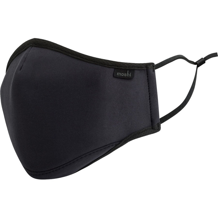Moshi OmniGuard&trade; Mask with 3 Replaceable Nanohedron Filters - Ocean Black (L) PM 0.075 Filtration Antibacterial Treatment Washable and Reusable Includes Carry Pouch