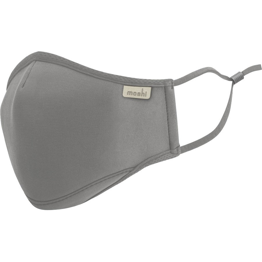 Moshi OmniGuard&trade; Mask with 3 Replaceable Nanohedron Filters - Space Gray (S) PM 0.075 Filtration Anti-bacterial Treatment Washable and Reusable Includes Carry Pouch