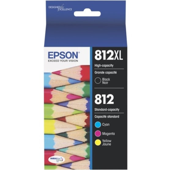 Epson&reg; 812XL/812 DuraBrite&reg; Ultra High-Yield Black And Cyan/Yellow/Magenta Ink Cartridges Pack Of 4 T812XL-BCS