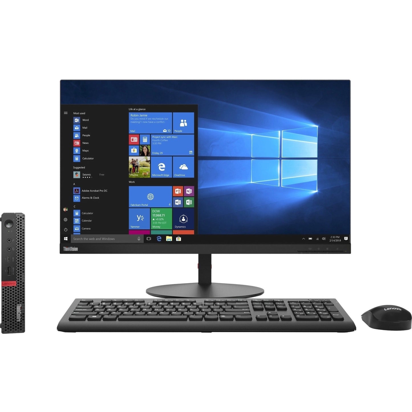 Lenovo ThinkCentre M920q 10RRS6NT00 Desktop Computer - Intel Core i5 8th Gen i5-8500T Hexa-core (6 Core) 2.10 GHz - 8 GB RAM DDR4 SDRAM - 256 GB PCI Express SSD - Tiny - Raven Black