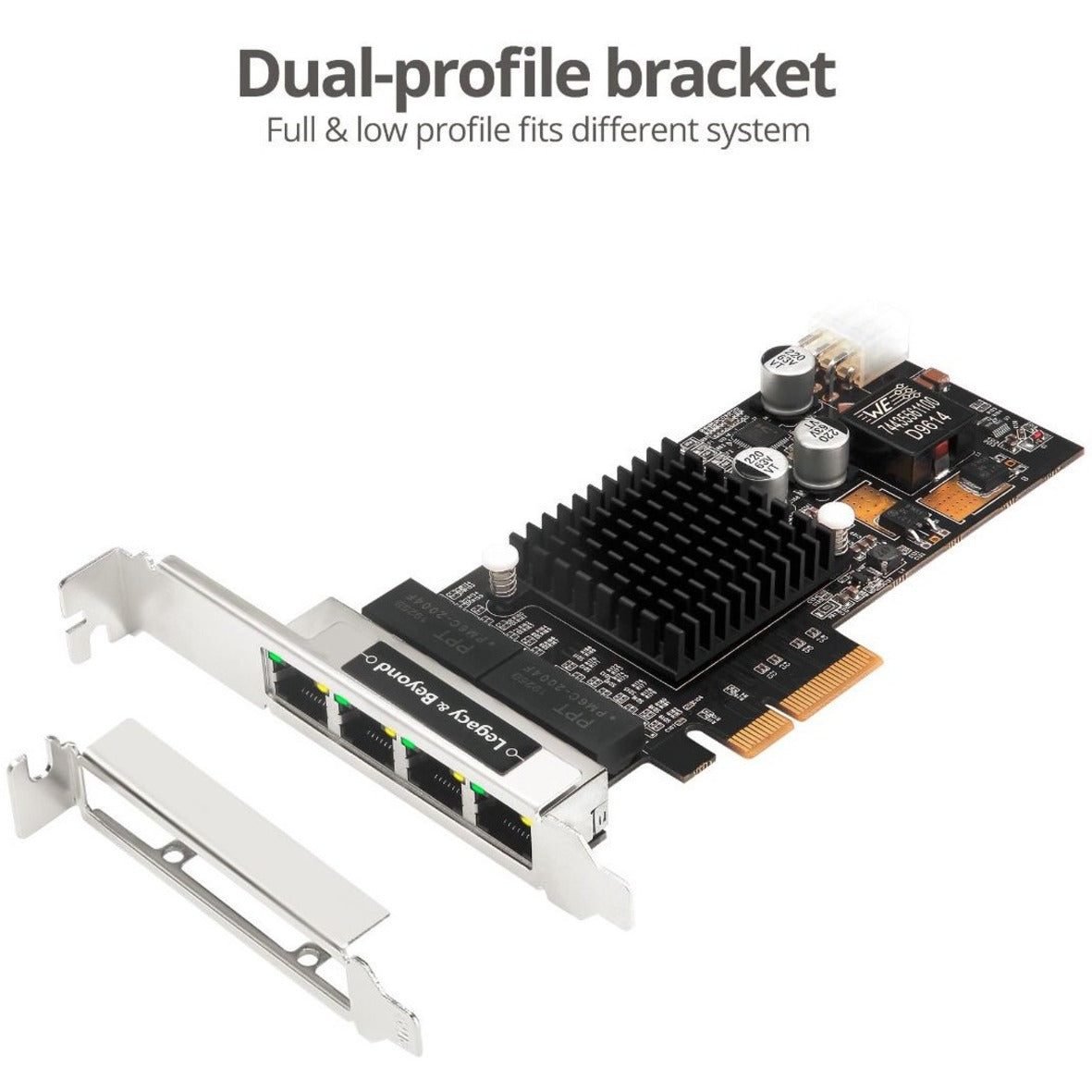 SIIG 4 Port Gigabit Ethernet with POE PCIe Card - Intel 350