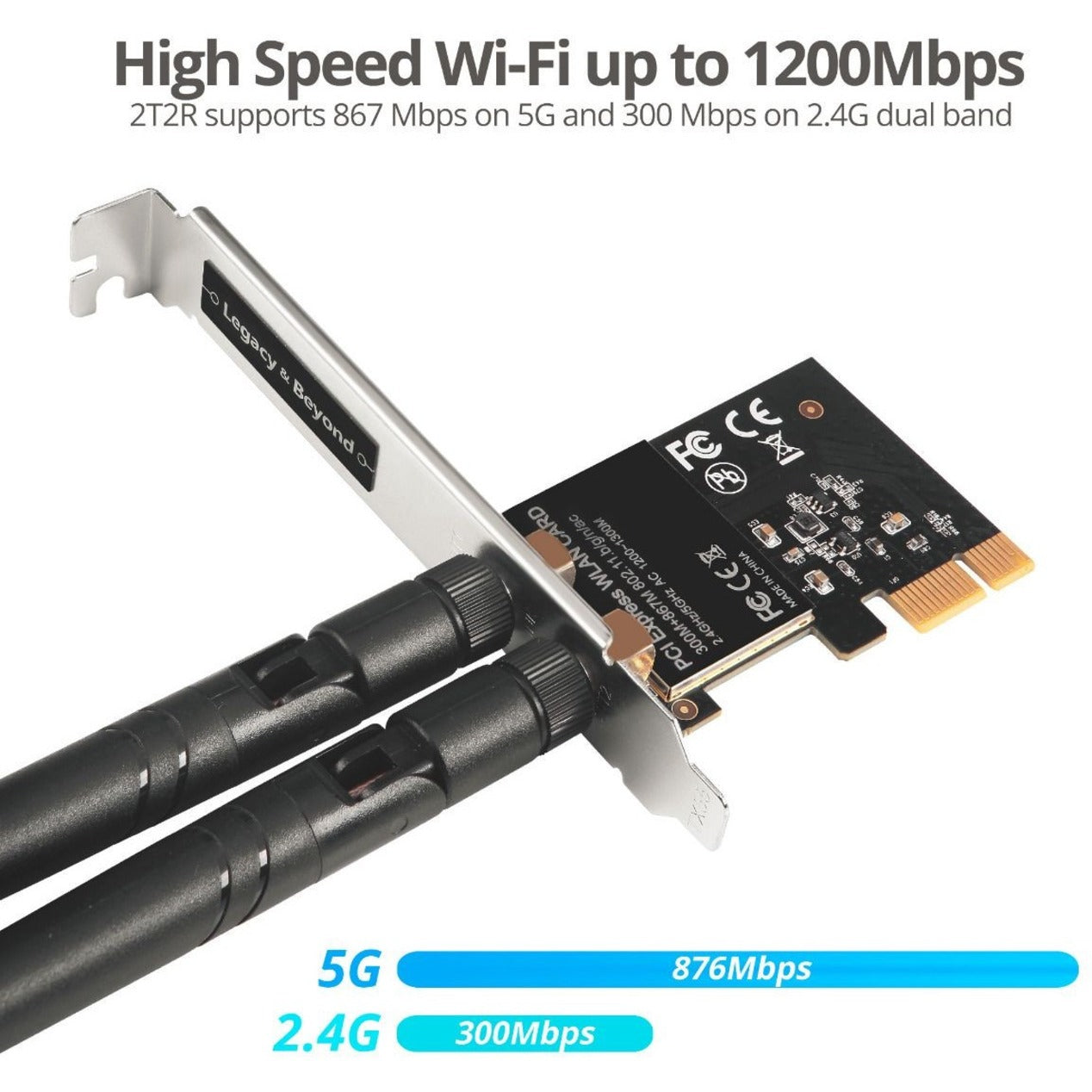 SIIG Wireless 2T2R Dual Band WiFi Ethernet PCIe Card - AC1200