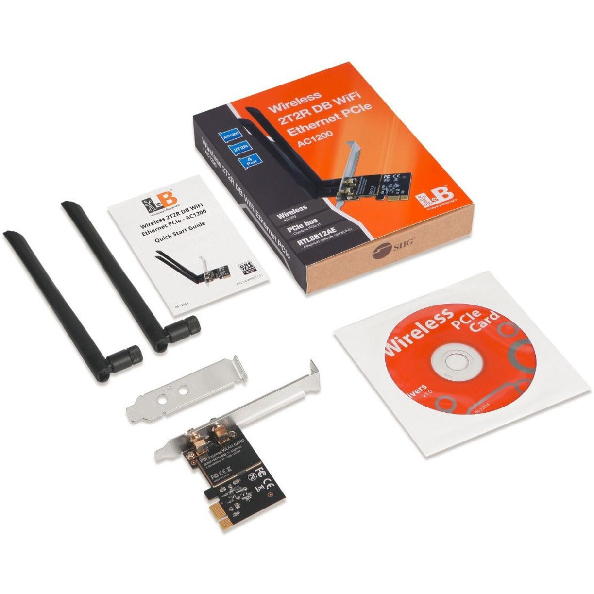 SIIG Wireless 2T2R Dual Band WiFi Ethernet PCIe Card - AC1200