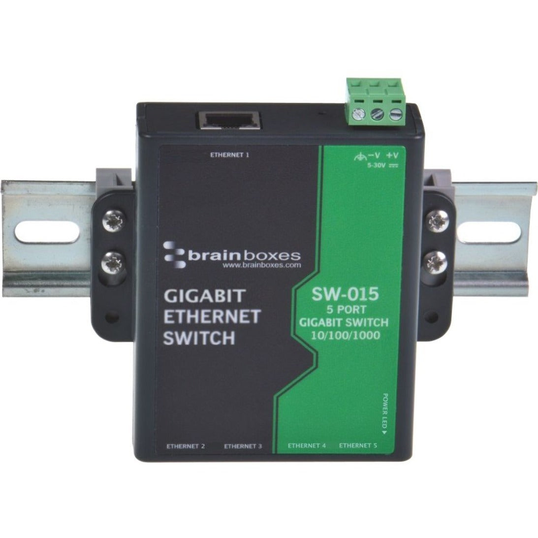 Brainboxes Compact 5 Port Gigabit Ethernet Switch DIN Rail Mountable