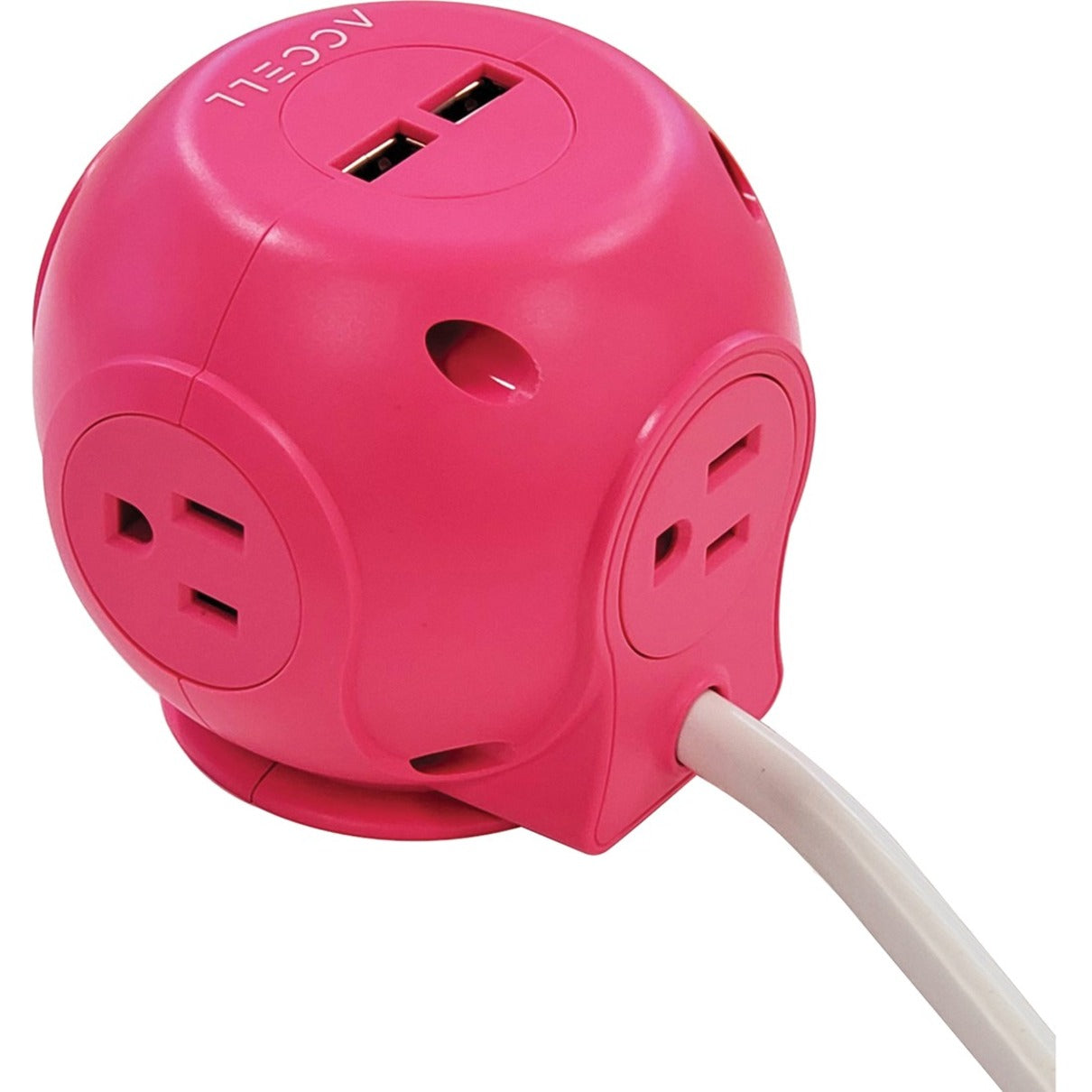 Accell D080B-049P Power Cutie Compact Surge Protector with USB Charging Ports (Pink)