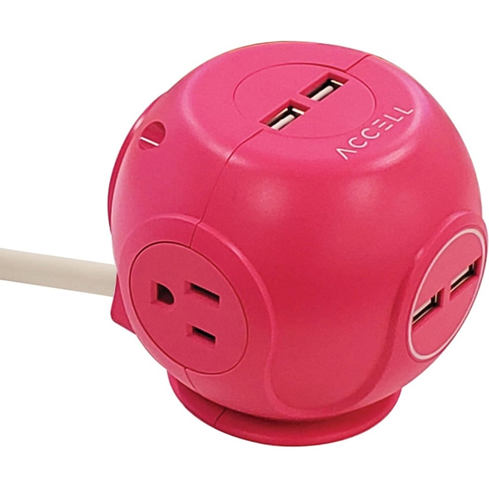 Accell D080B-049P Power Cutie Compact Surge Protector with USB Charging Ports (Pink)