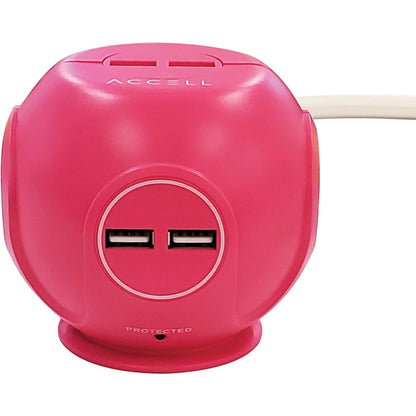 Accell D080B-049P Power Cutie Compact Surge Protector with USB Charging Ports (Pink)