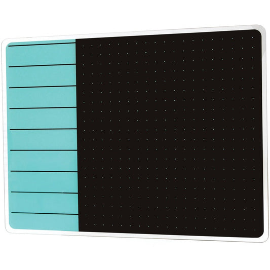 Viztex&reg; Glacier Teal & Black Plan & Grid Glass Dry Erase Board - 17" x 23"