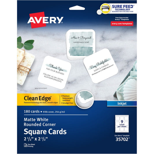 Avery&reg; Clean Edge Square Cards Rounded Corners 2.5" x 2.5" (35702)