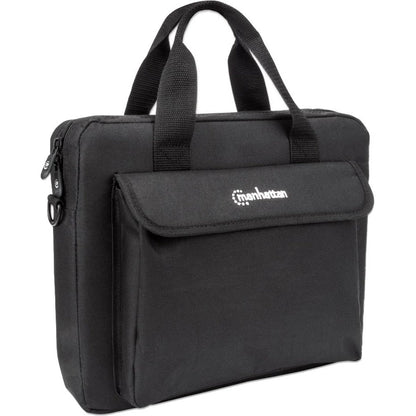 Manhattan London Laptop Bag 12.5"  Top Loader Black LOW COST Accessories Pocket Shoulder Strap (removable) Notebook Case Three Year Warranty