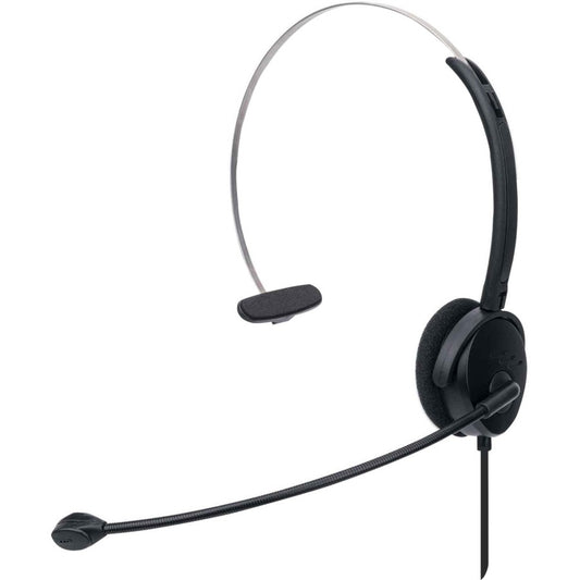Manhattan Mono On-Ear Headset (USB) Microphone Boom (padded) Retail Box Packaging Adjustable Headband In-Line Volume Control Ear Cushion USB-A for both sound and mic use cable 1.5m Three Year Warranty