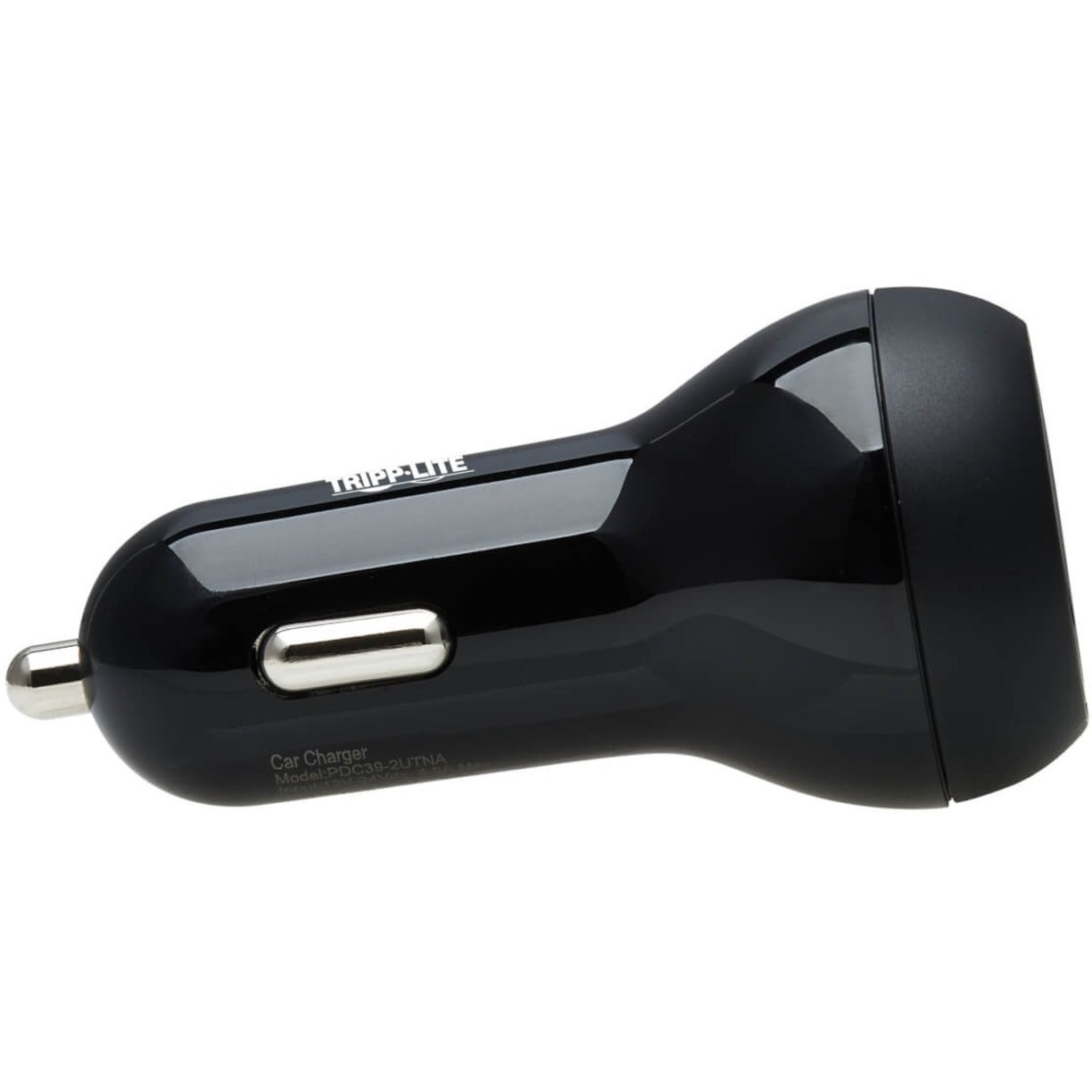 Tripp Lite Dual-Port USB Car Charger with 39W Charging USB-C (27W) PD 3.0 USB-A (12W) Black