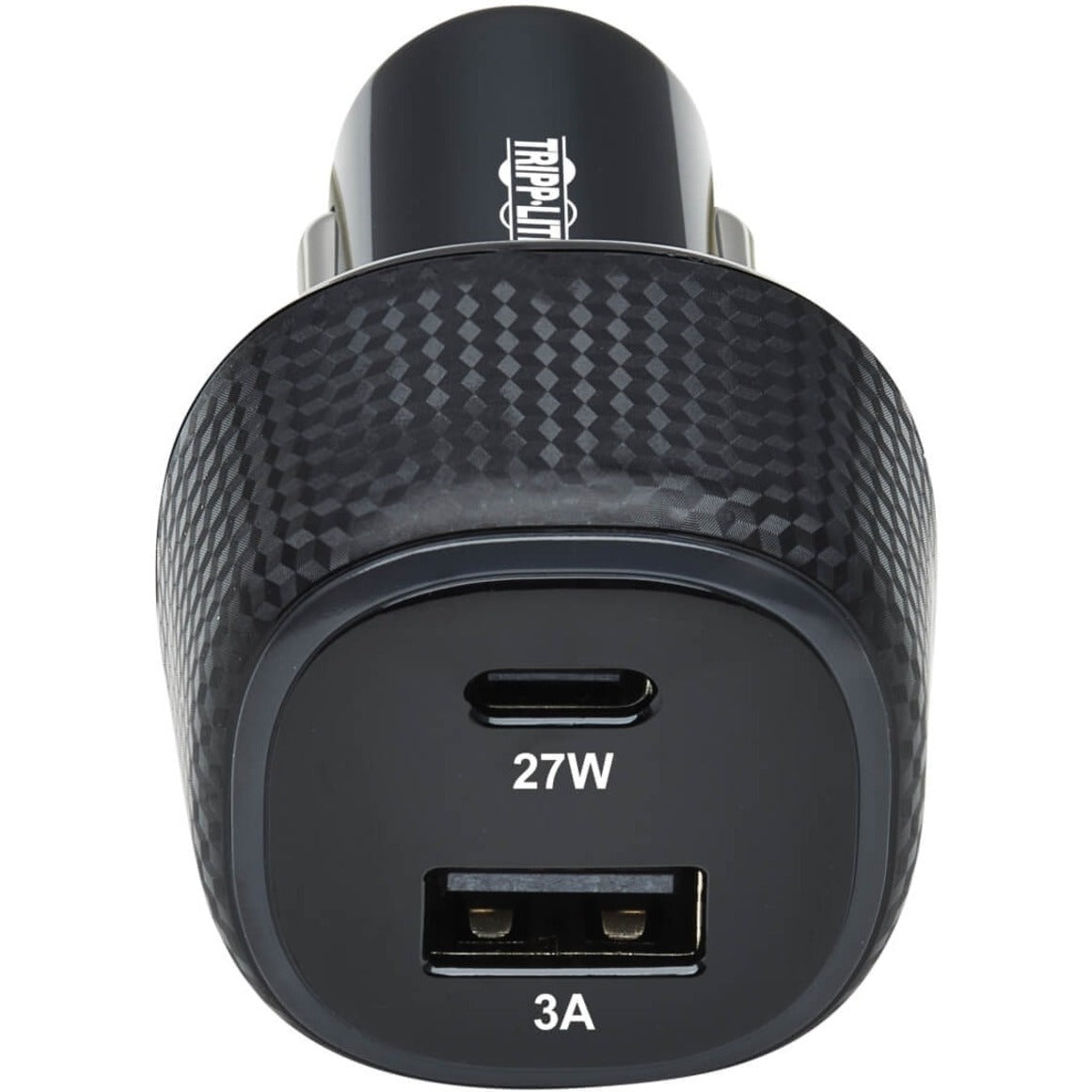 Tripp Lite Dual-Port USB Car Charger with 45W Charging USB-C (27W) QC4+ USB-A (18W) QC 3.0 Black