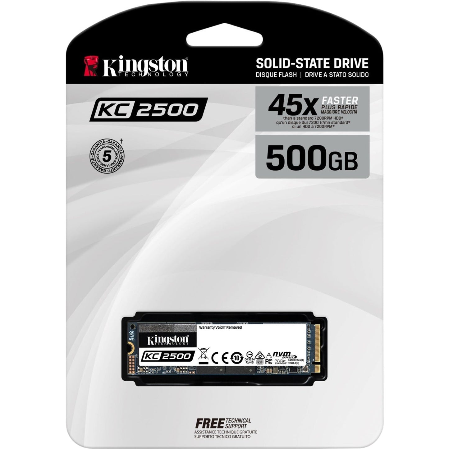 Kingston KC2500 500 GB Solid State Drive - M.2 2280 Internal - PCI Express NVMe (PCI Express NVMe 3.0 x4)