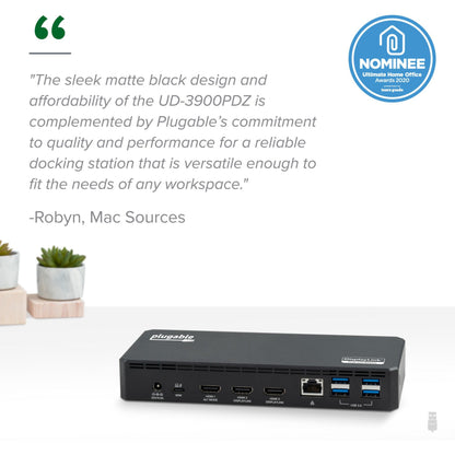 Plugable USB C Triple Display Docking Station with Laptop Charging Thunderbolt 3 or USB C Dock Compatible with Specific Windows and Mac Systems