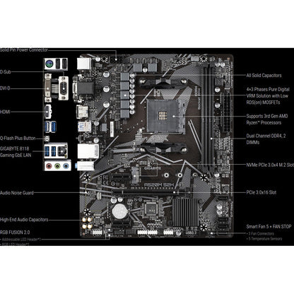 Gigabyte Ultra Durable A520M S2H Desktop Motherboard - AMD A520 Chipset - Socket AM4 - Micro ATX