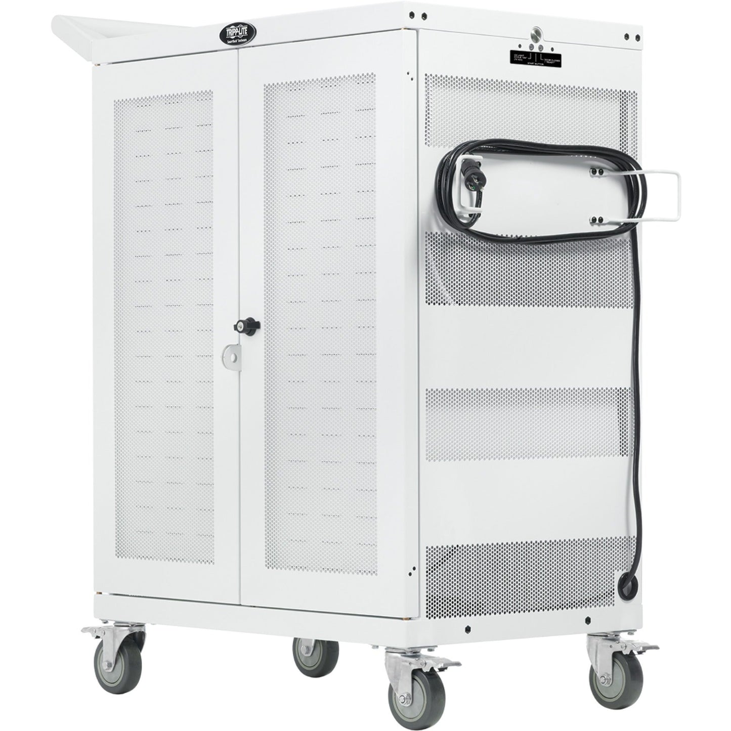 Tripp Lite Safe-IT Multi-Device UV Charging Cart Hospital-Grade 32 AC Outlets Laptops Chromebooks Antimicrobial White