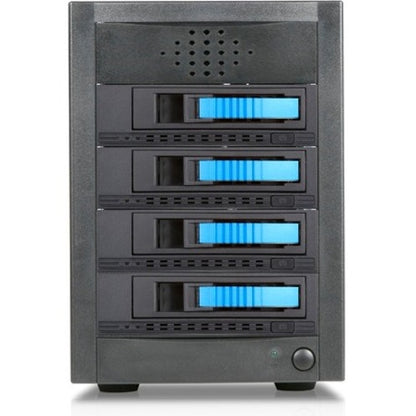 RAIDage JAGE5BT4HDBL-M1 Drive Enclosure 12Gb/s SAS SATA/600 - Mini-SAS HD Host Interface Tower - Black Blue
