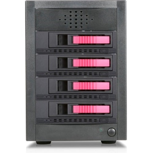 RAIDage JAGE5BT4HDRD-M1 Drive Enclosure 12Gb/s SAS SATA/600 - Mini-SAS HD Host Interface Tower - Black Red
