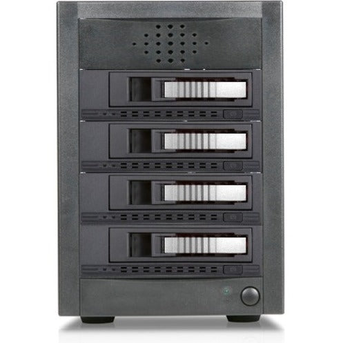RAIDage JAGE5BT4HDSL-M1 Drive Enclosure 12Gb/s SAS SATA/600 - Mini-SAS HD Host Interface Tower - Black Silver
