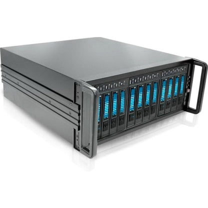 RAIDage JAGE412HDBL Drive Enclosure 12Gb/s SAS SATA/600 - Mini-SAS HD Host Interface - 4U Rack-mountable - Black Blue