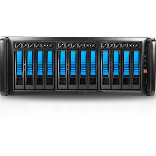 RAIDage JAGE412HDBL Drive Enclosure 12Gb/s SAS SATA/600 - Mini-SAS HD Host Interface - 4U Rack-mountable - Black Blue