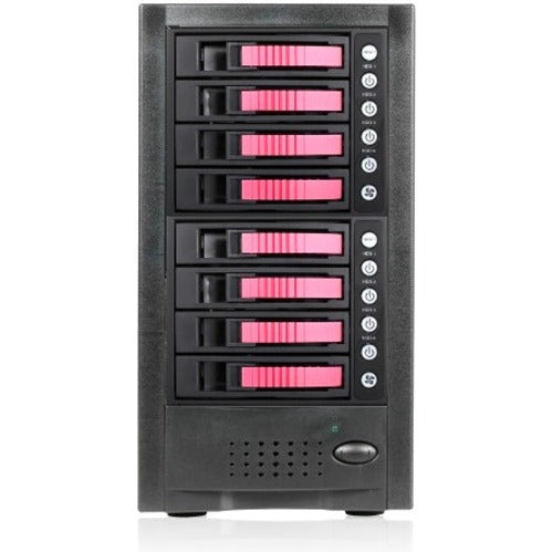 RAIDage JAGE6BT8HDRD Drive Enclosure 12Gb/s SAS SATA/600 - Mini-SAS HD Host Interface Tower - Black Red