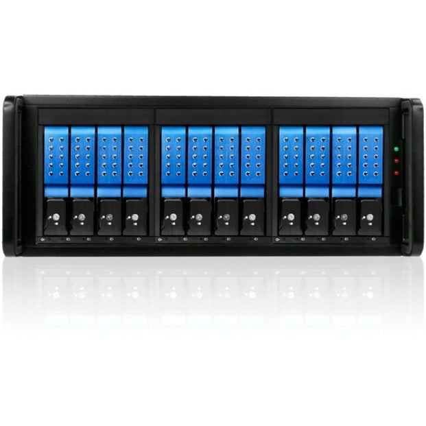 RAIDage JAGE412HDBL-DE Drive Enclosure 12Gb/s SAS SATA/600 - Mini-SAS HD Host Interface - 4U Rack-mountable - Black Blue