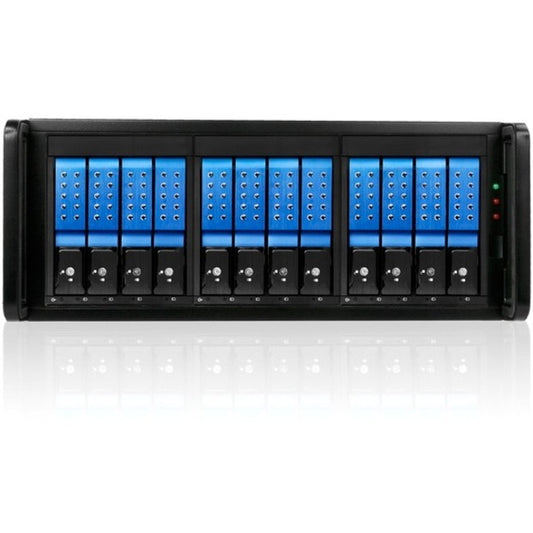 RAIDage JAGE412HDBL-DE Drive Enclosure 12Gb/s SAS SATA/600 - Mini-SAS HD Host Interface - 4U Rack-mountable - Black Blue