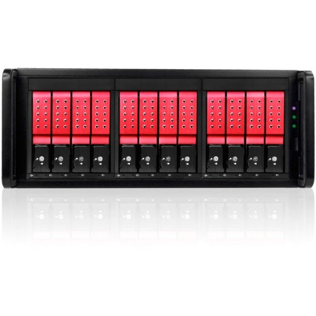 RAIDage JAGE412HDRD-DE Drive Enclosure 12Gb/s SAS SATA/600 - Mini-SAS HD Host Interface - 4U Rack-mountable - Black Red