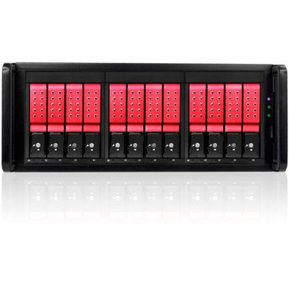 RAIDage JAGE412HDRD-DE Drive Enclosure 12Gb/s SAS SATA/600 - Mini-SAS HD Host Interface - 4U Rack-mountable - Black Red
