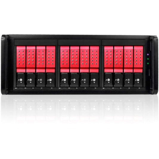 RAIDage JAGE412HDRD-DE Drive Enclosure 12Gb/s SAS SATA/600 - Mini-SAS HD Host Interface - 4U Rack-mountable - Black Red