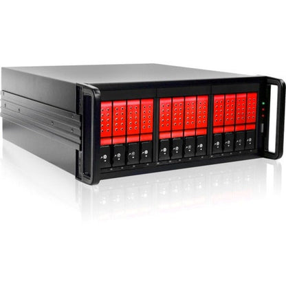 RAIDage JAGE412HDRD-DE Drive Enclosure 12Gb/s SAS SATA/600 - Mini-SAS HD Host Interface - 4U Rack-mountable - Black Red