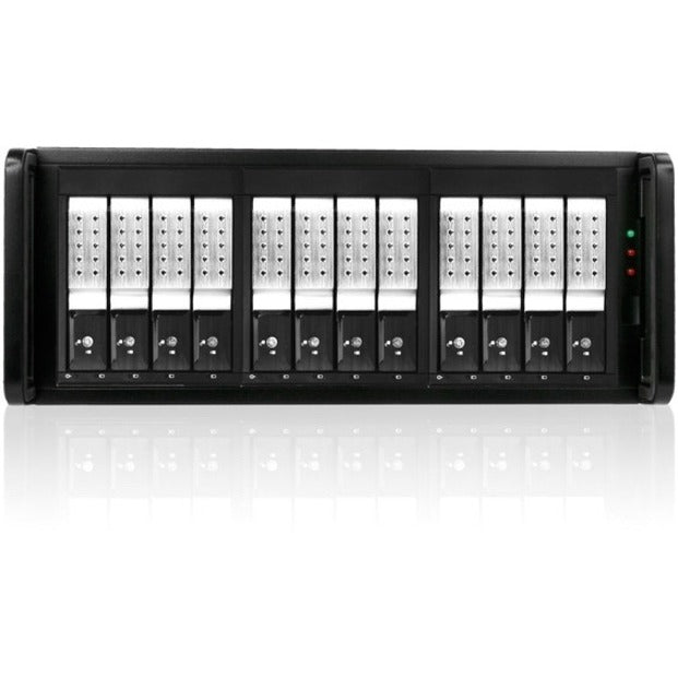 RAIDage JAGE412HDSL-DE Drive Enclosure 12Gb/s SAS SATA/600 - Mini-SAS HD Host Interface - 4U Rack-mountable - Black Silver