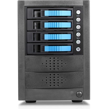 RAIDage JAGE5BT4HDBL Drive Enclosure 12Gb/s SAS SATA/600 - Mini-SAS HD Host Interface Tower - Black Blue