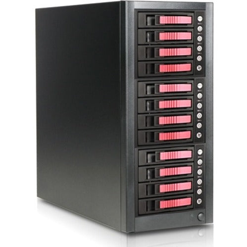 RAIDage JAGE9BT12HDRD Drive Enclosure 12Gb/s SAS SATA/600 - Mini-SAS HD Host Interface Tower - Black Red