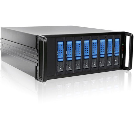 RAIDage JAGE480HDBL-DE Drive Enclosure 12Gb/s SAS SATA/600 - Mini-SAS HD Host Interface - 4U Rack-mountable - Black Blue